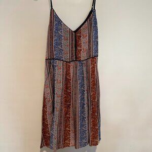 O'Neill Mini Blue and Brown Spaghetti Strap Dress, size Lg